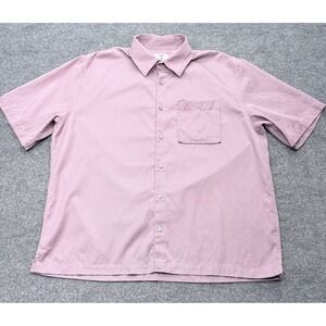 Mode of One Mens Mauve Purple Lyocell Cotton Short Sleeve Button Down Shirt L